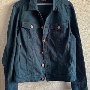 Jordache VTG Dark Turquoise Jean Jacket with bronze color buttons XL
